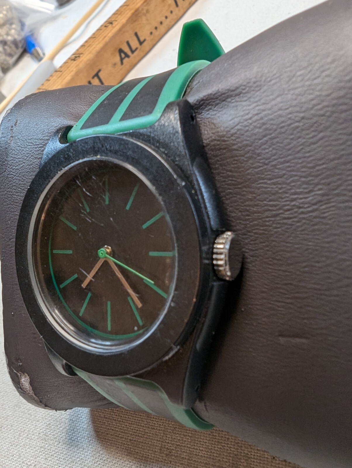 Black & Green 35mm Quartz Watch Acrylic Case