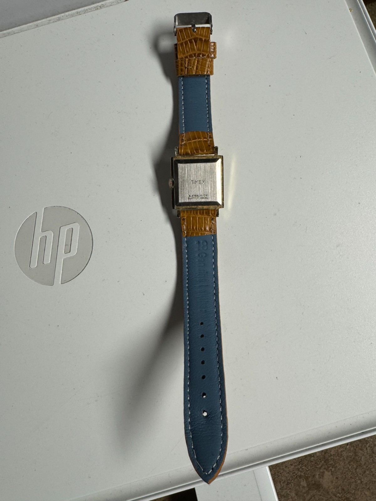 Timex Vintage 1964 Super Thin Square Aluminum Wind Up 26MM PATINA Runs Good