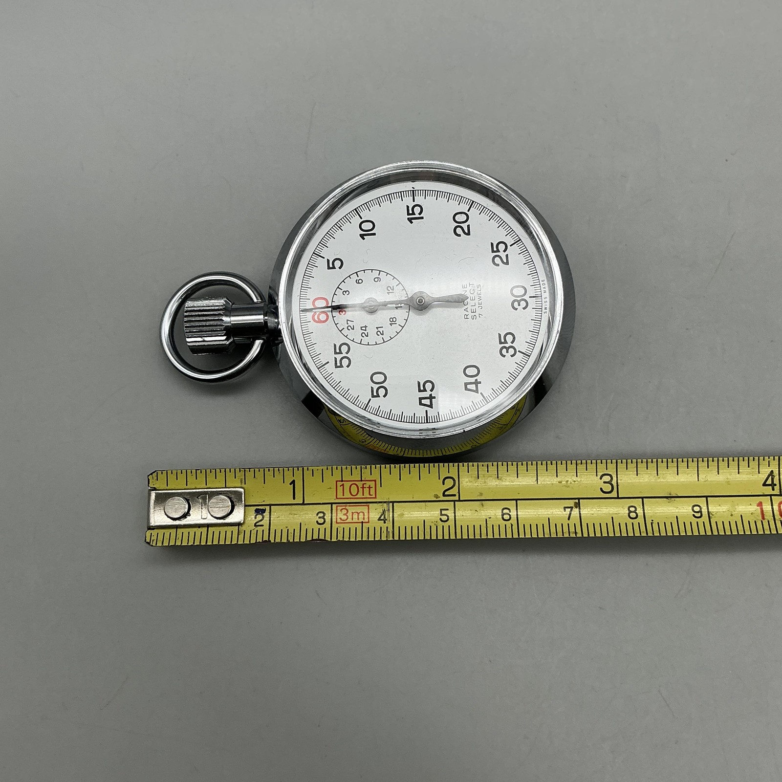 Vintage Racine Select Stop Watch Men 51mm Stopwatch Swiss Made 7J Manual Wind