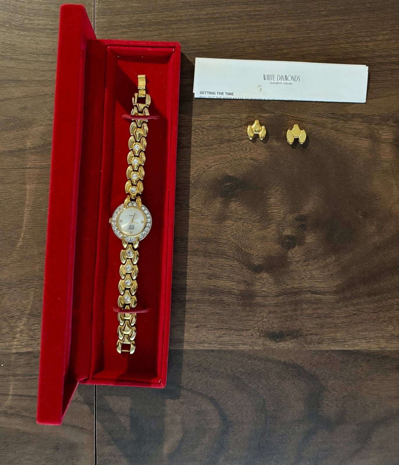 White Diamonds Elizabeth Taylor Quartz Bracelet Watch, Analog, Box & Manual