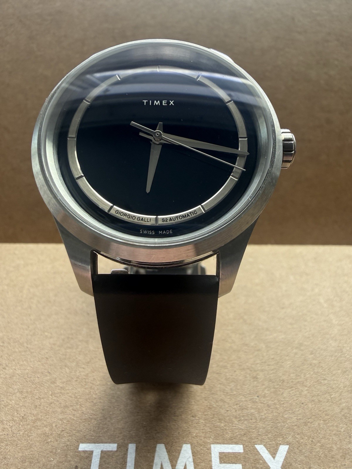 Timex Giorgio Galli S2 Automatic 38mm Titanium Black Dial Rubber Strap 50m