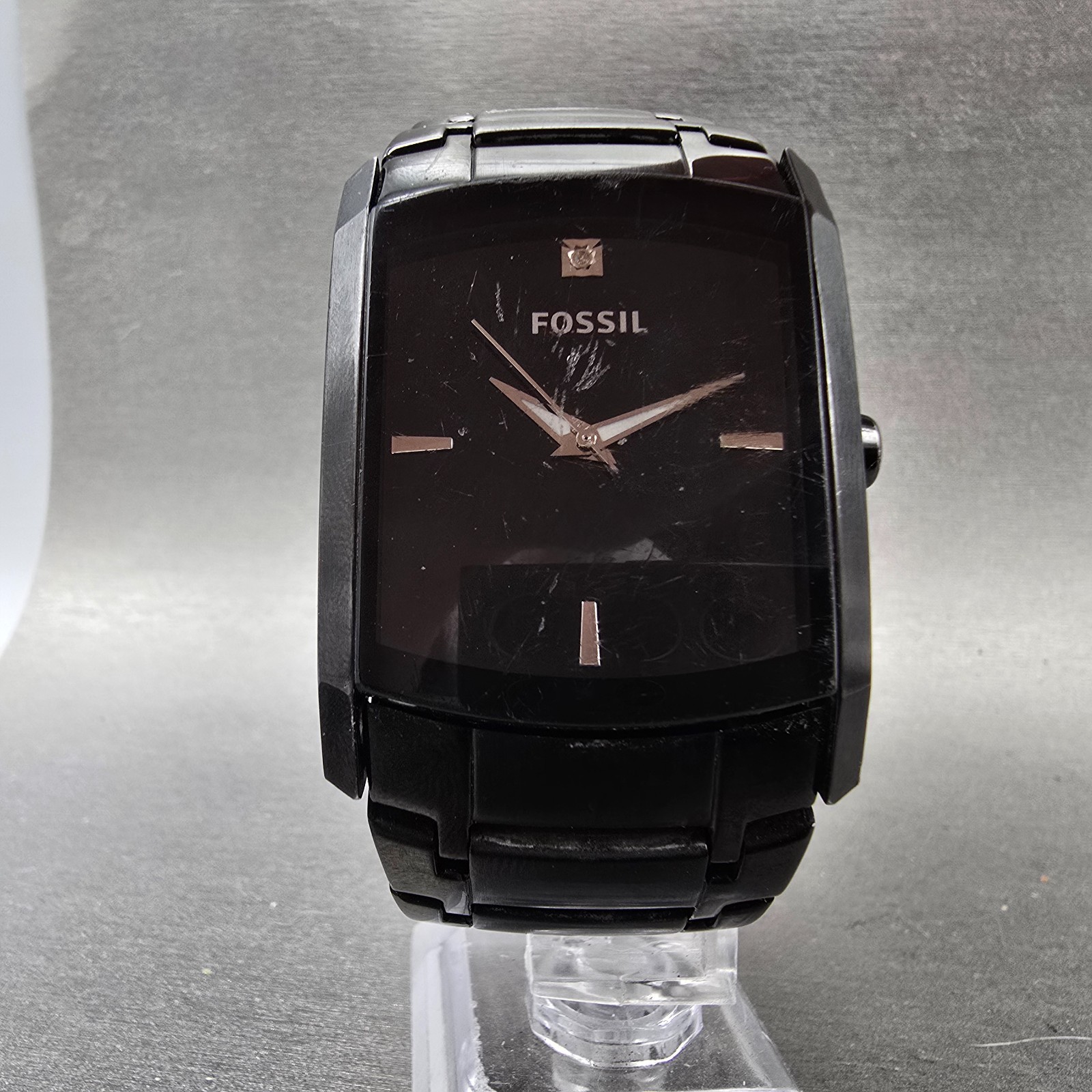 Fossil Arkitekt Tank Watch Men 34mm Black Dial Black Tone FS-4159 New Battery VH