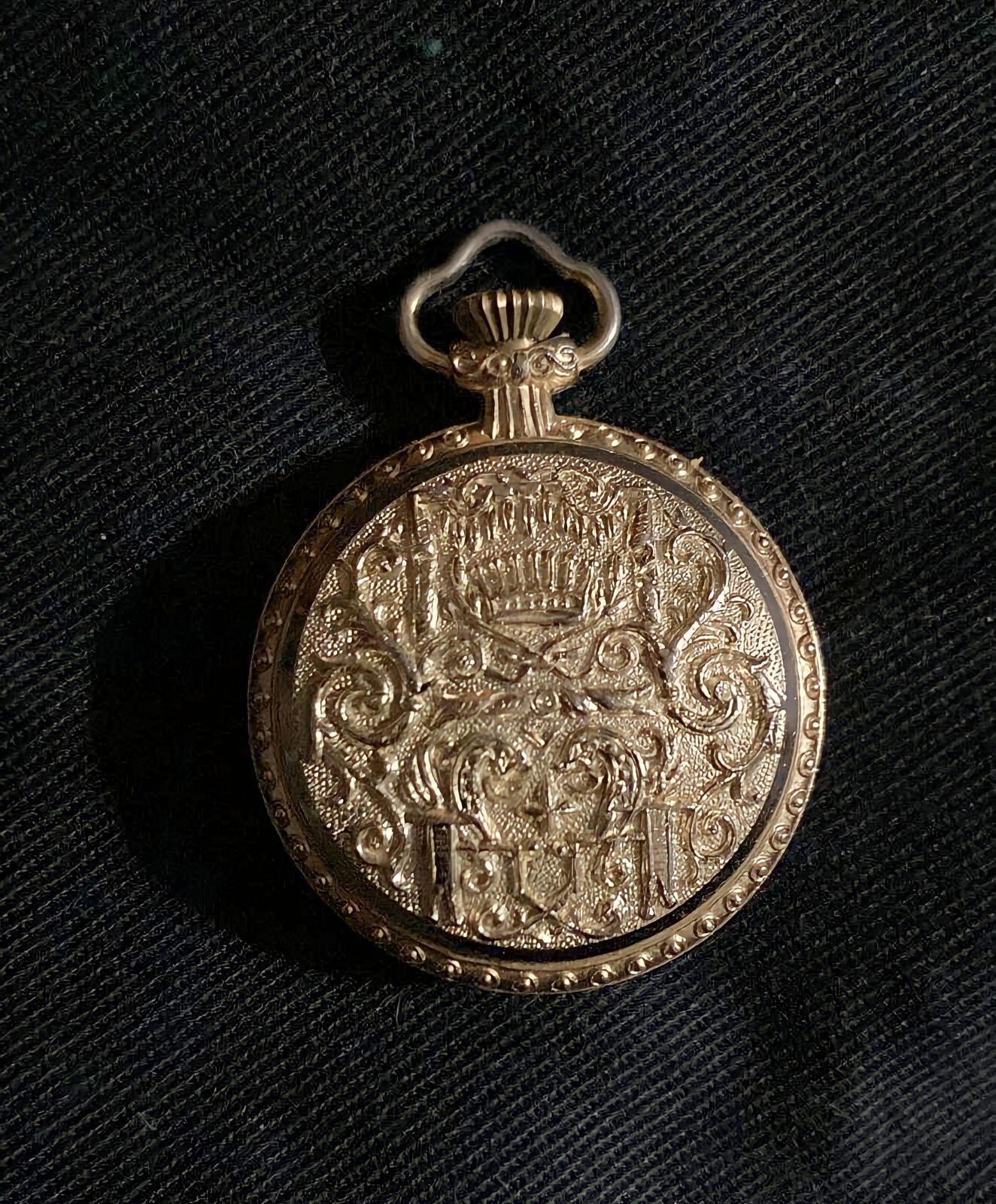 AUTH. Anker vintage pocket watch pendant watch gold plated with good condition