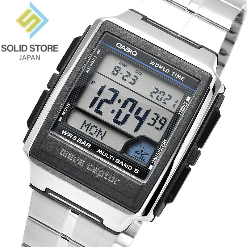 CASIO WAVE CEPTOR WV-59RD-1AJF Stainless Steel Radio Solar Digital Watch Silver