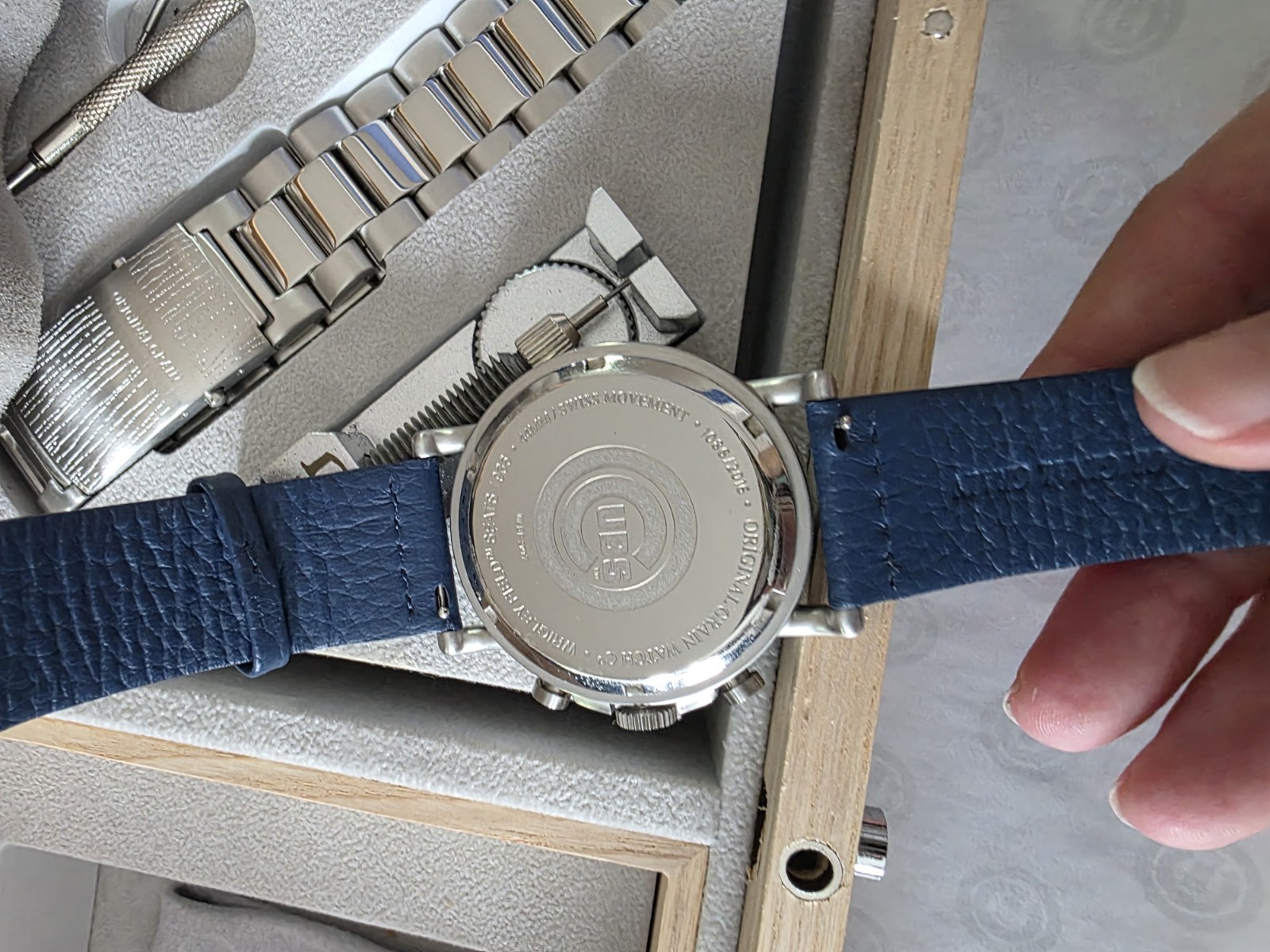 Original Grain Chicago Cubs Wrigley Field 44mm Quartz Chronograph Watch Set