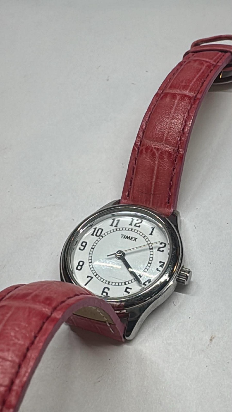 28mm SS Ladies Timex quartz w/ Pink strap New battery