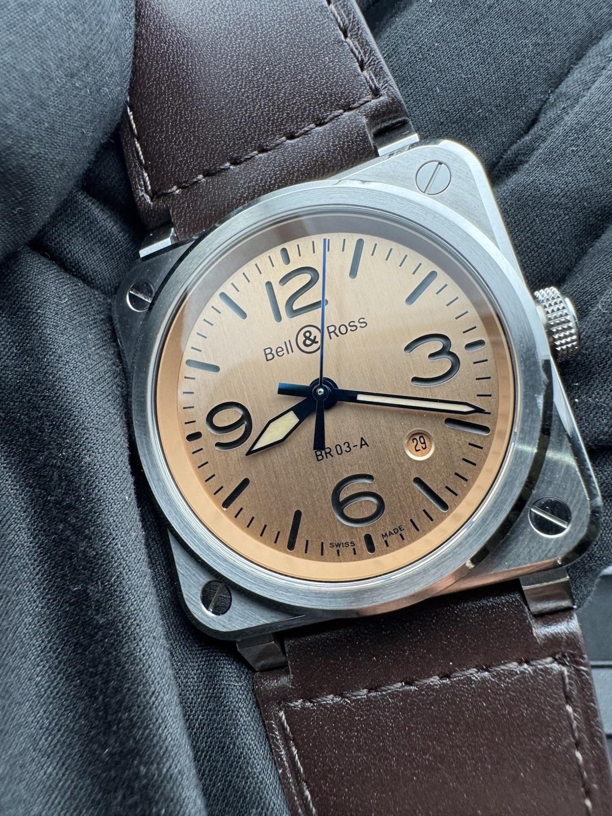 Bell and Ross BR 03 Auto Copper Dial Brown Strap Men’s BRO3A-GB-ST/SCA Full Set
