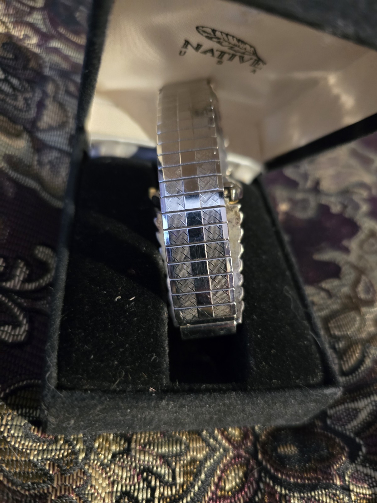 Navajo Native Skywat Co. Ladies Sterling Silver Tuquoise And Coral Watch.