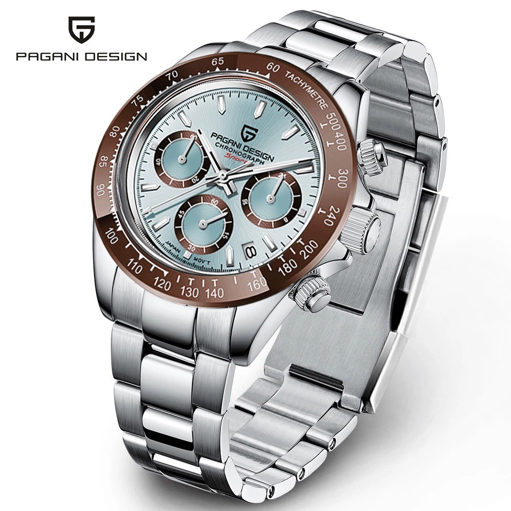 Luxury Men’s Chronograph Quartz Watch. Sapphire Crystal. Stainless Steel
