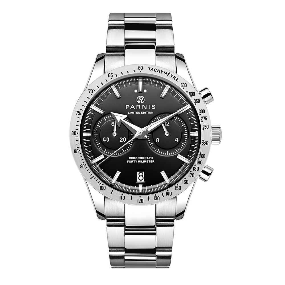40mm Parnis Quartz Chronograph Men Watch Sapphire Crystal Date Indicator