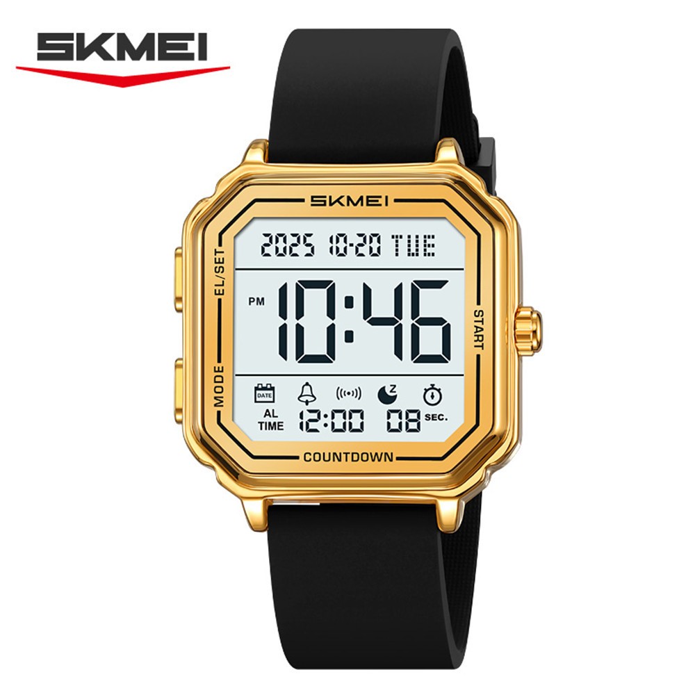 SKMEI Men Watch Rectangle Digital Wristwatch 2Time Male Steel LED Alarm Watches