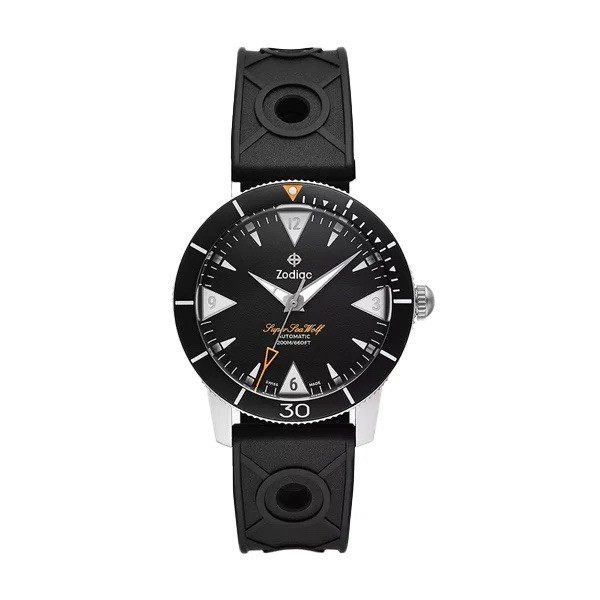 Zodiac Super Sea Wolf Automatic Diver 200m Black Dial Date 40mm Rubber