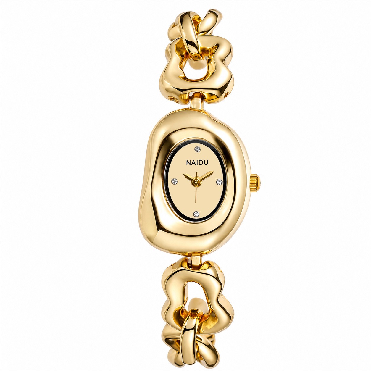 Women’s Elegant Irregular Case Chain Band Bracelet Wrist Watch for Dress Formal