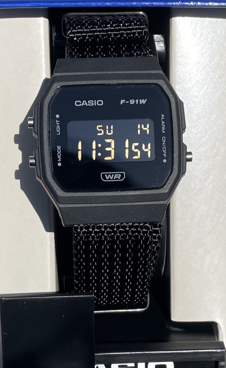 Casio F-91w Negative Display Black Nylon Strap Digital Watch Mod