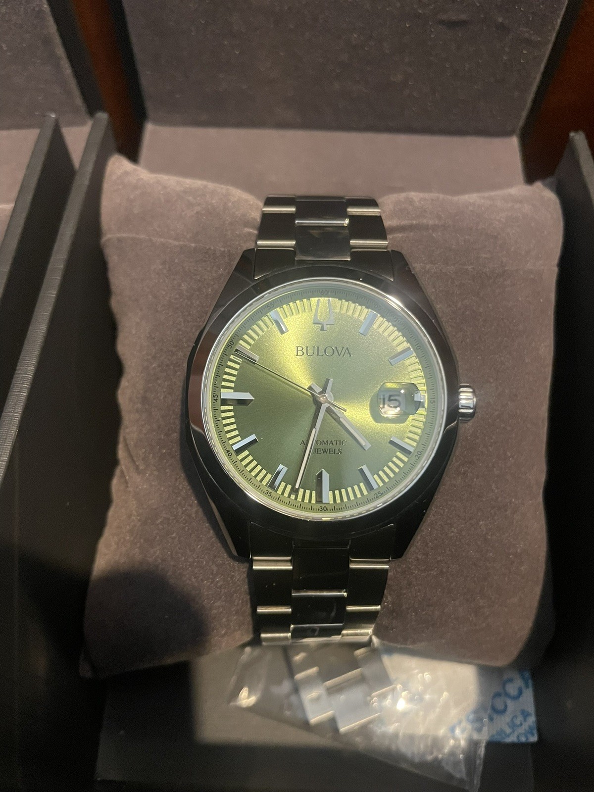 Two Bulova Surveyor Men’s Automatics Pistachio & Racing Green Dial Watch Set