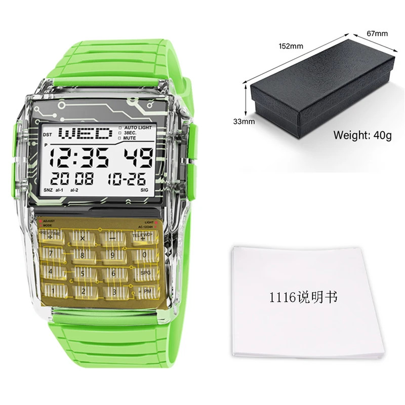 Men’s Digital Calculator Watch LED Multifunction Sports Wristwatch