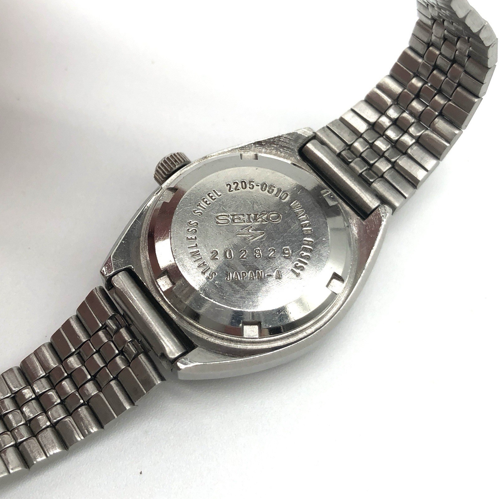 Vintage Seiko Automatic 17 Jewels 2205-0510 Blue Dial Unisex Watch Used