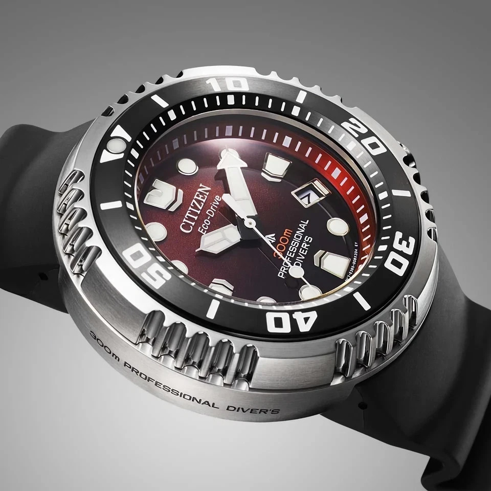 CITIZEN PROMASTER BN1024-01Z Eco-Drive Red Dial Date Display 300M Men’s Watch