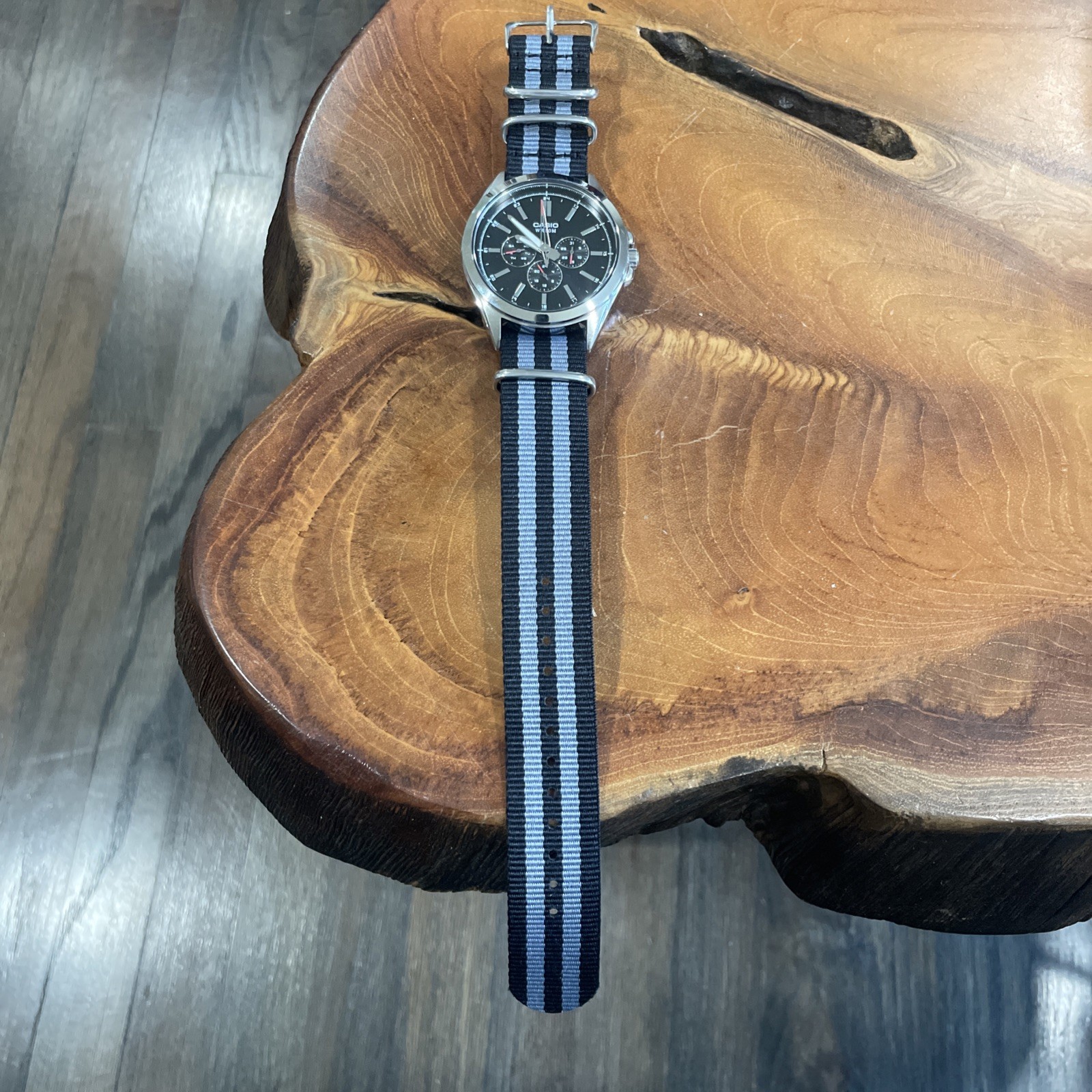 Casio Watch Silver Dial Quartz 44mm MTP-SW300 NATO Strap