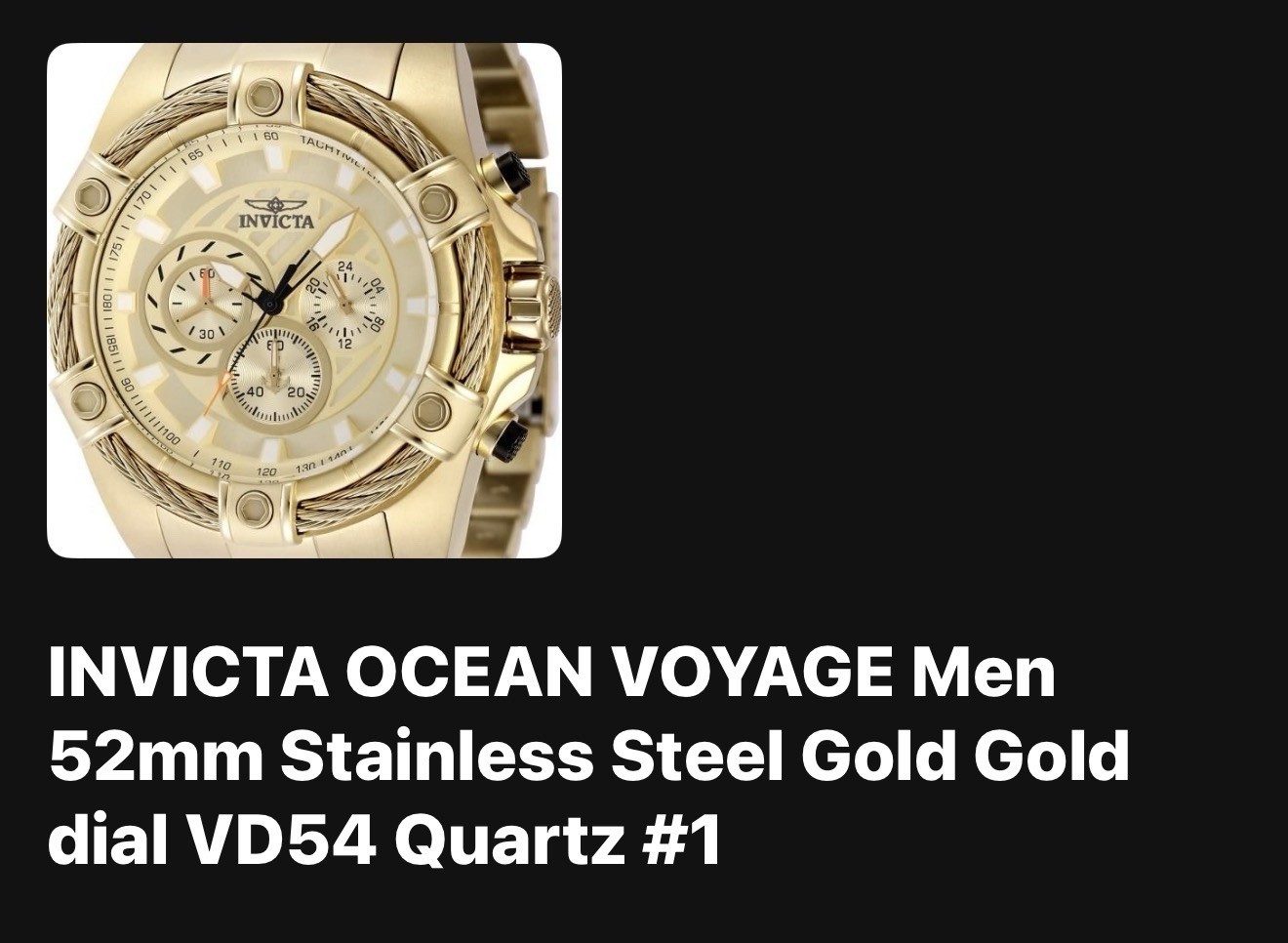 INVICTA OCEAN VOYAGE Men 52mm Stainless Steel Gold Golddial VD54 Quartz #1