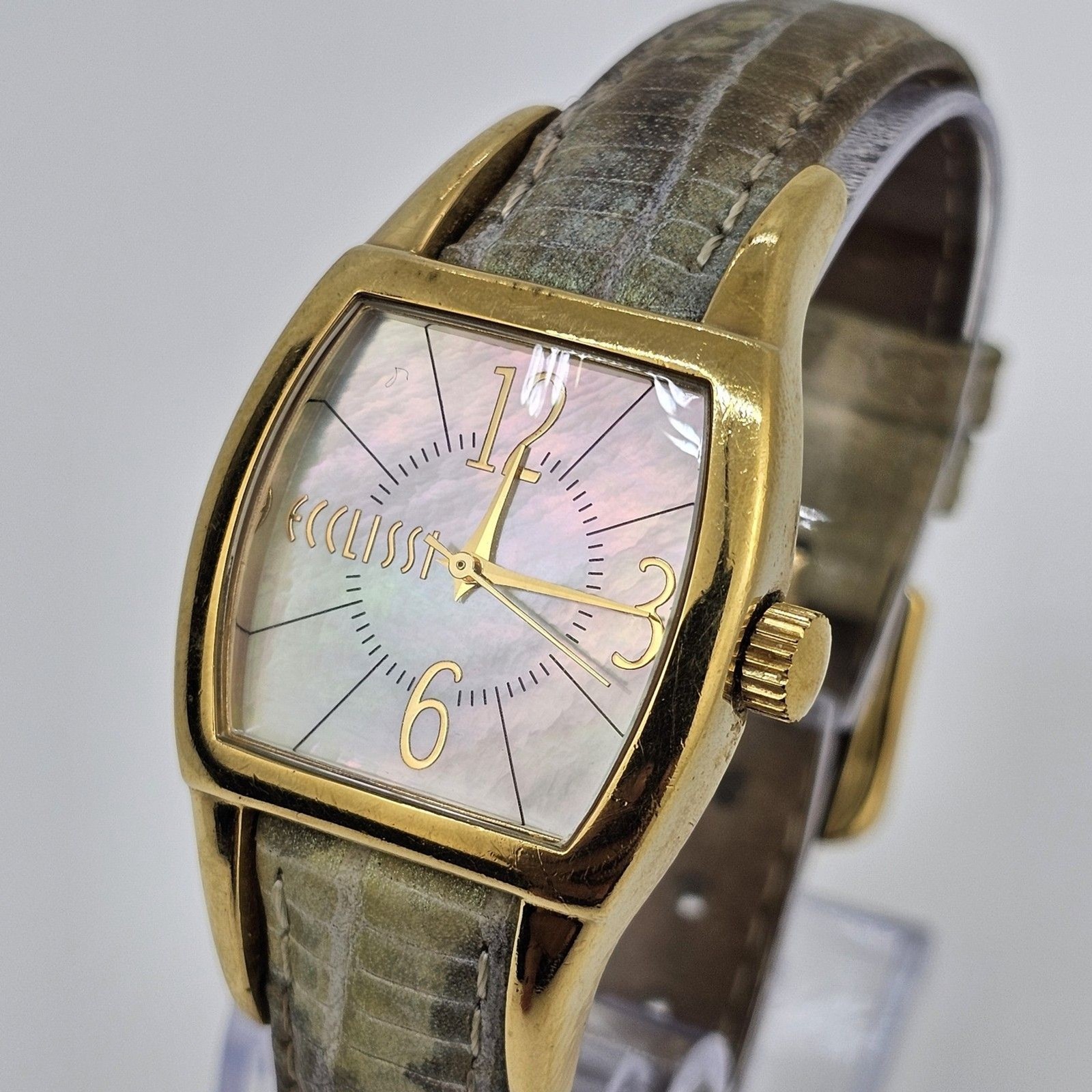 Ecclissi Watch Women 27MM MOP Dial Multicolor Leather Band Straps New Battery