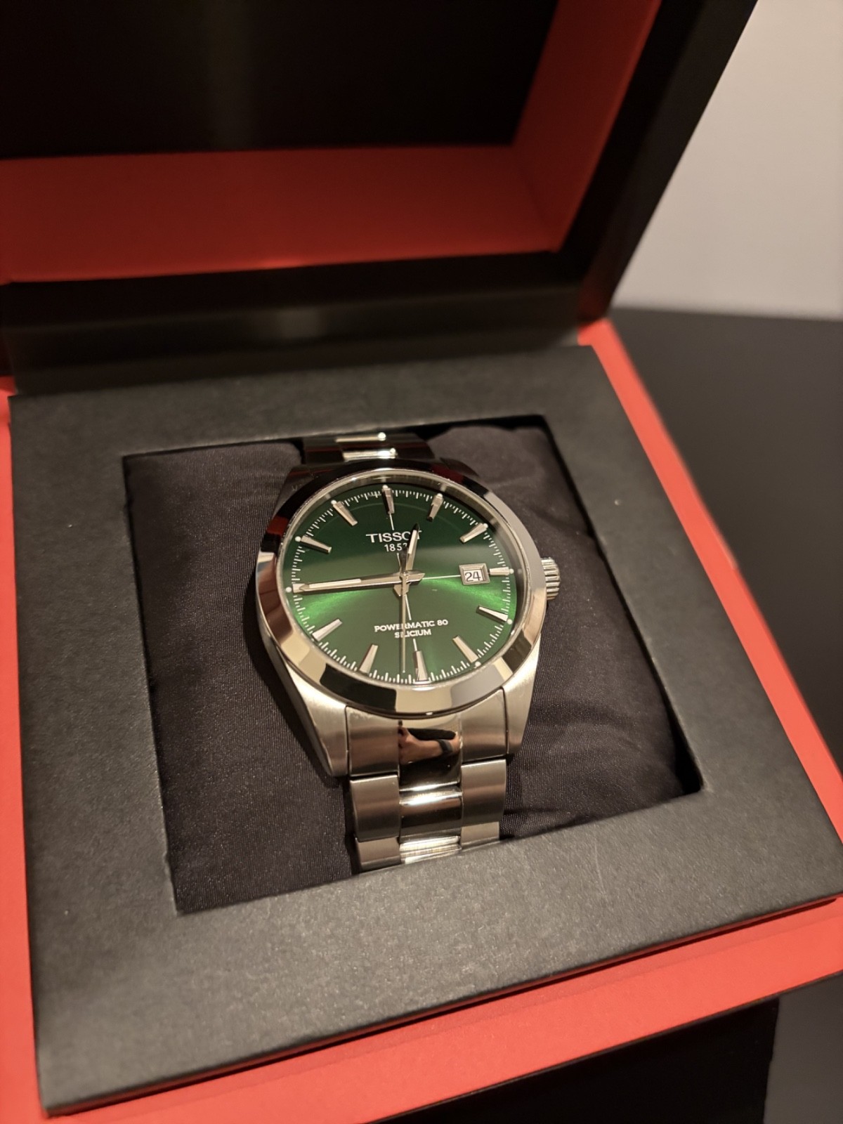 Tissot Gentleman Powermatic 80 Silicium Green Dial- T1274071109101 Full Set