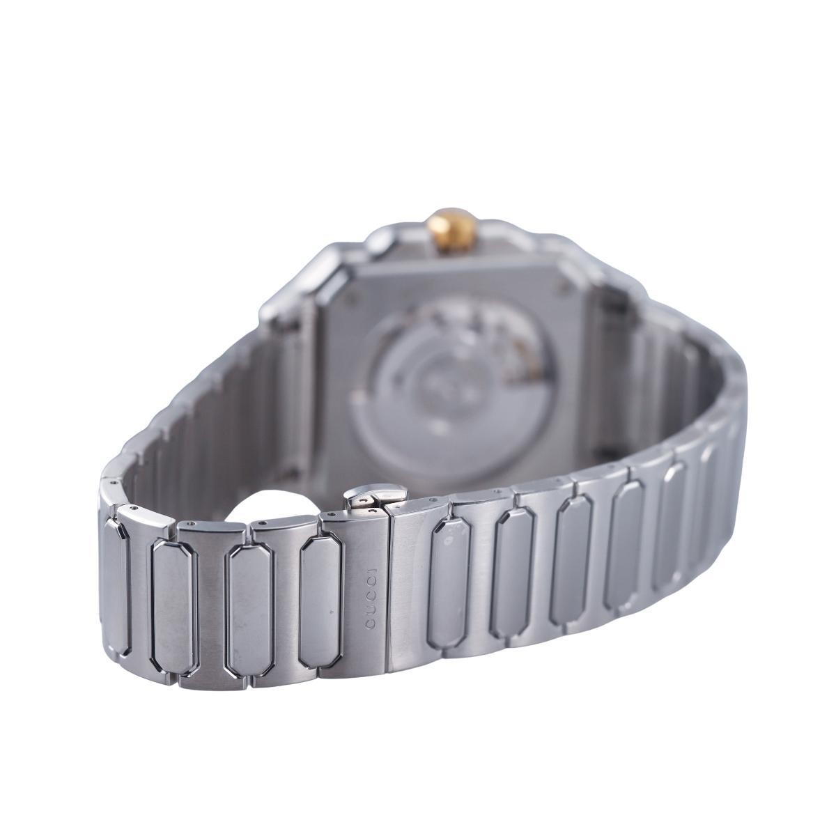 Gucci G-Flat Two Tone Grey Dial Automatic 36mm Men’s Watch YA166403