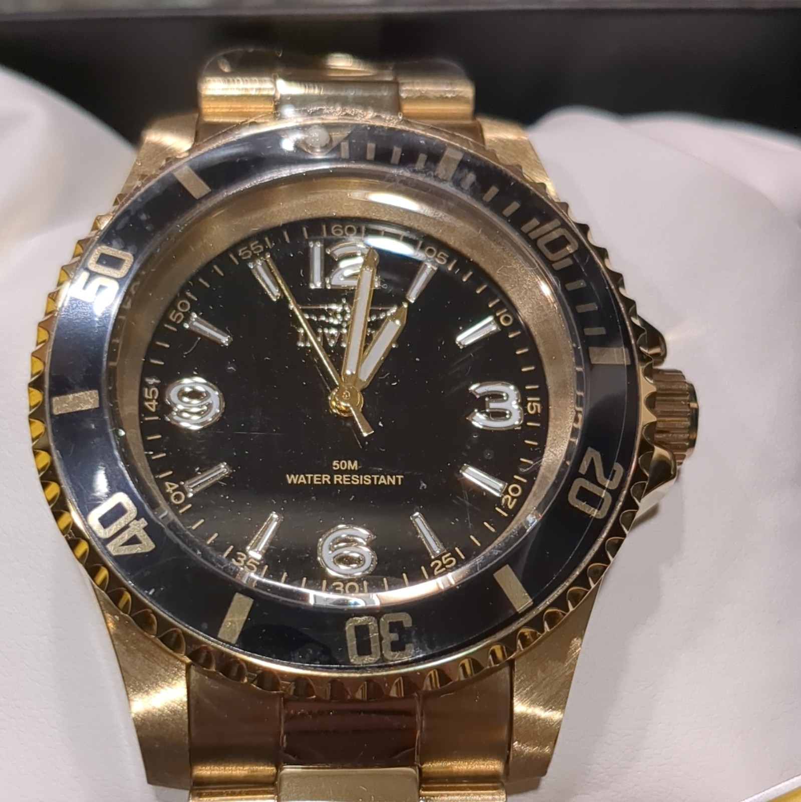 Invicta Specialty Rowan Quartz 40mm Black Dial Gold Tone Bracelet w/ Box 69475