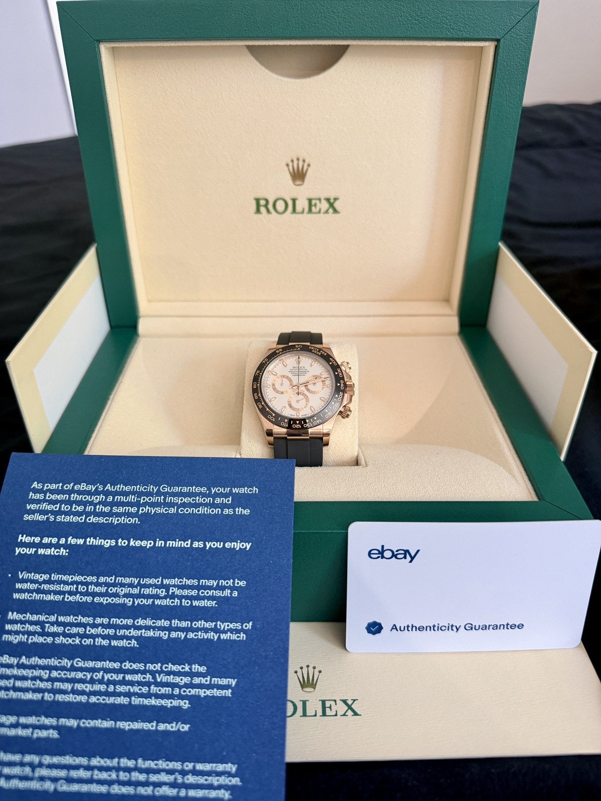 Rolex Daytona Ivory Dial Rose Gold Oysterflex 116515LN 2018 Mint condition