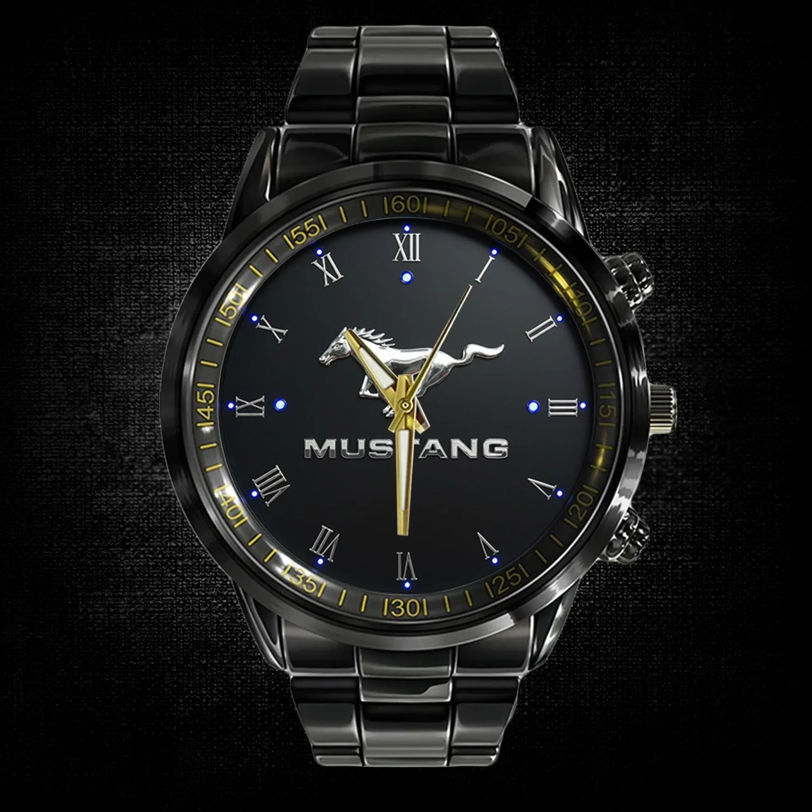Ford Mustang Exclusive Logo Personalized Black Hand Watch Gift For Fan