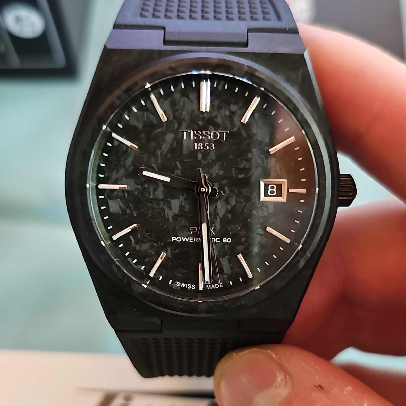 2025 Tissot PRX Powermatic 80 Carbon Fiber Black Auto Date 40mm 100m Box