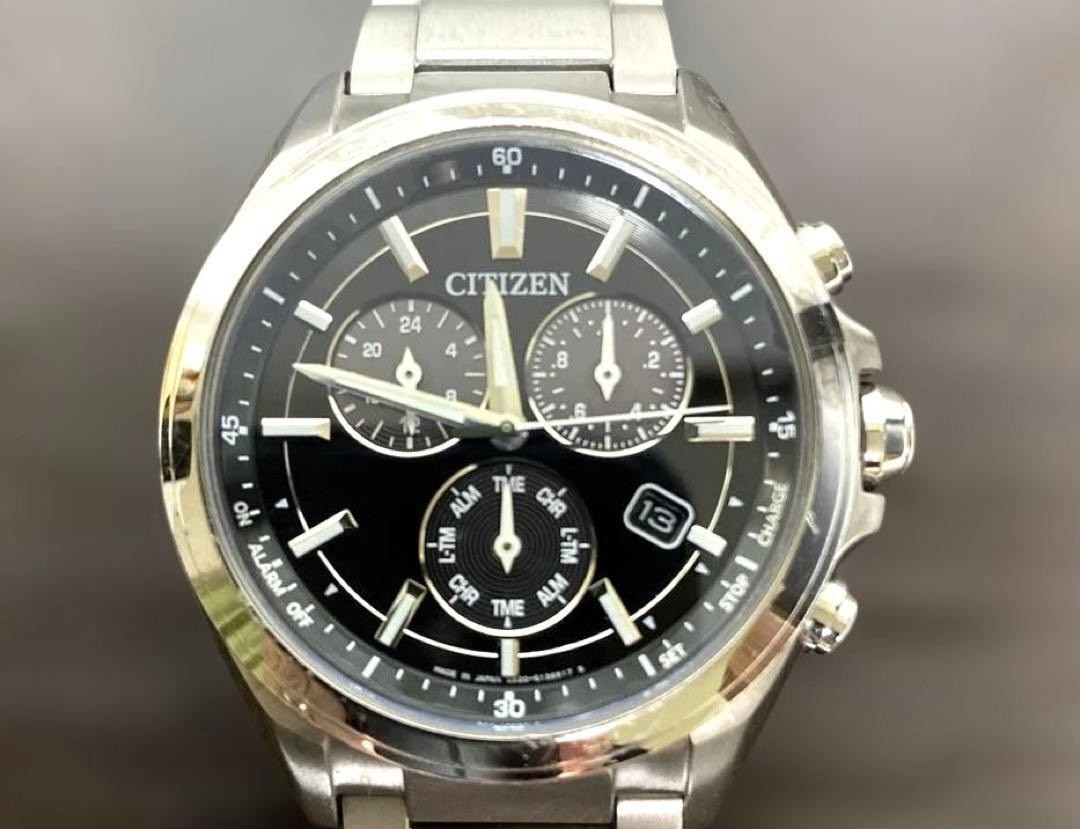 Citizen Attesa E820-S096081 Eco-Drive Chronograph Titanium Men’s Watch Black