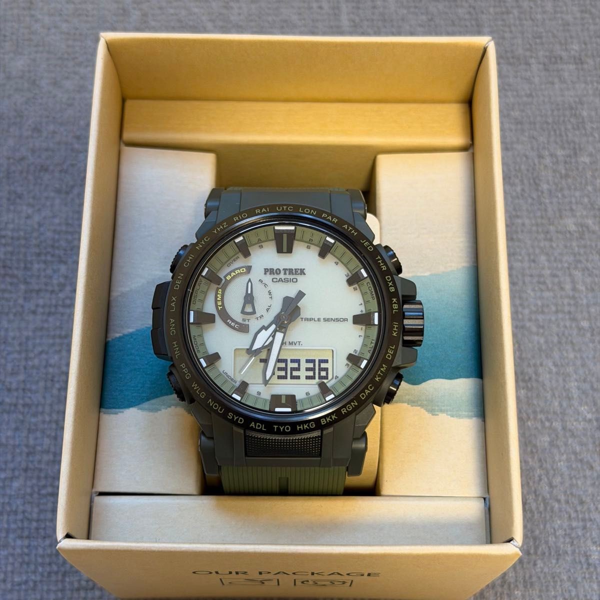 CASIO PRO TREK PRW 61LD 3JF Radio Solar Full Luminous Dial Watch Triple