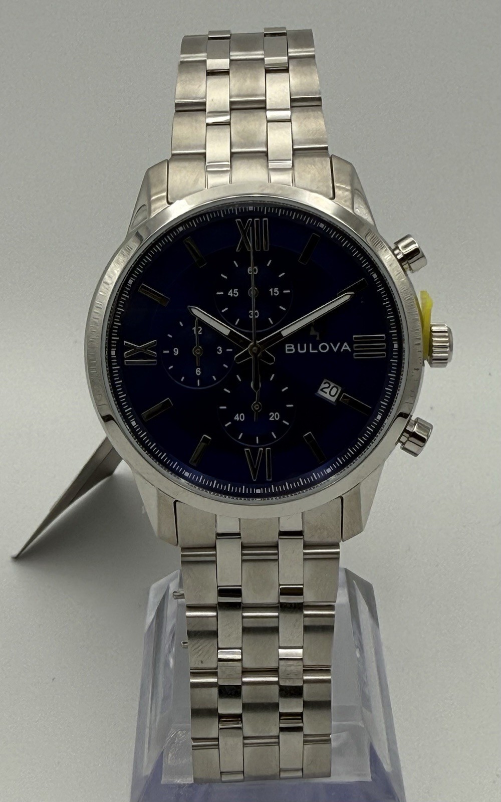 Bulova 96B476 Men’s Sutton Chronograph Blue Dial Stainless Steel Watch NWT