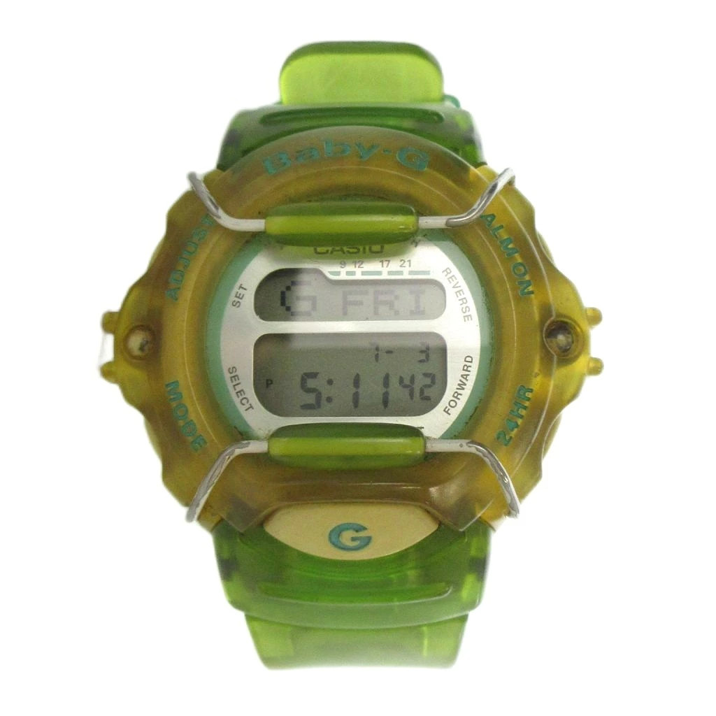 Used CASIO BG 340 Baby G Wristwatch Watch Quartz Digital With Calendar Green GY1