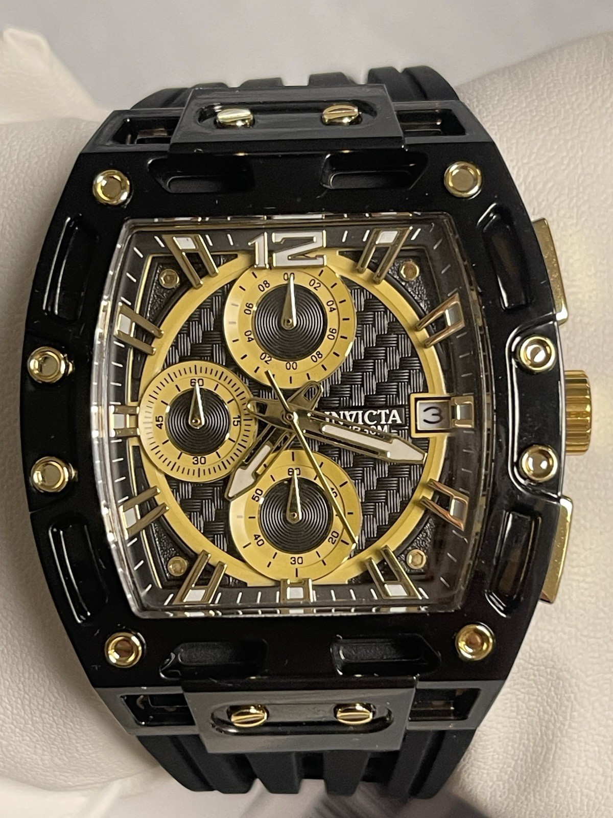 – Invicta S1 Rally Allogrip Men42mm Black Tone Case Black+GoldMetal Dial Black
